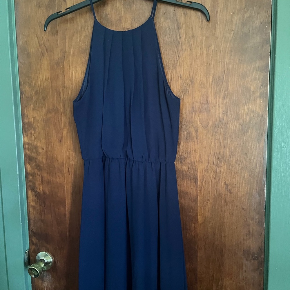 Lush Navy Blue sleeveless Halter Dress